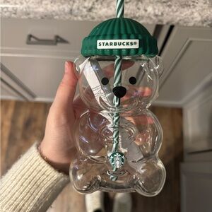 Starbucks Clear Bear Tumbler with Green Lid